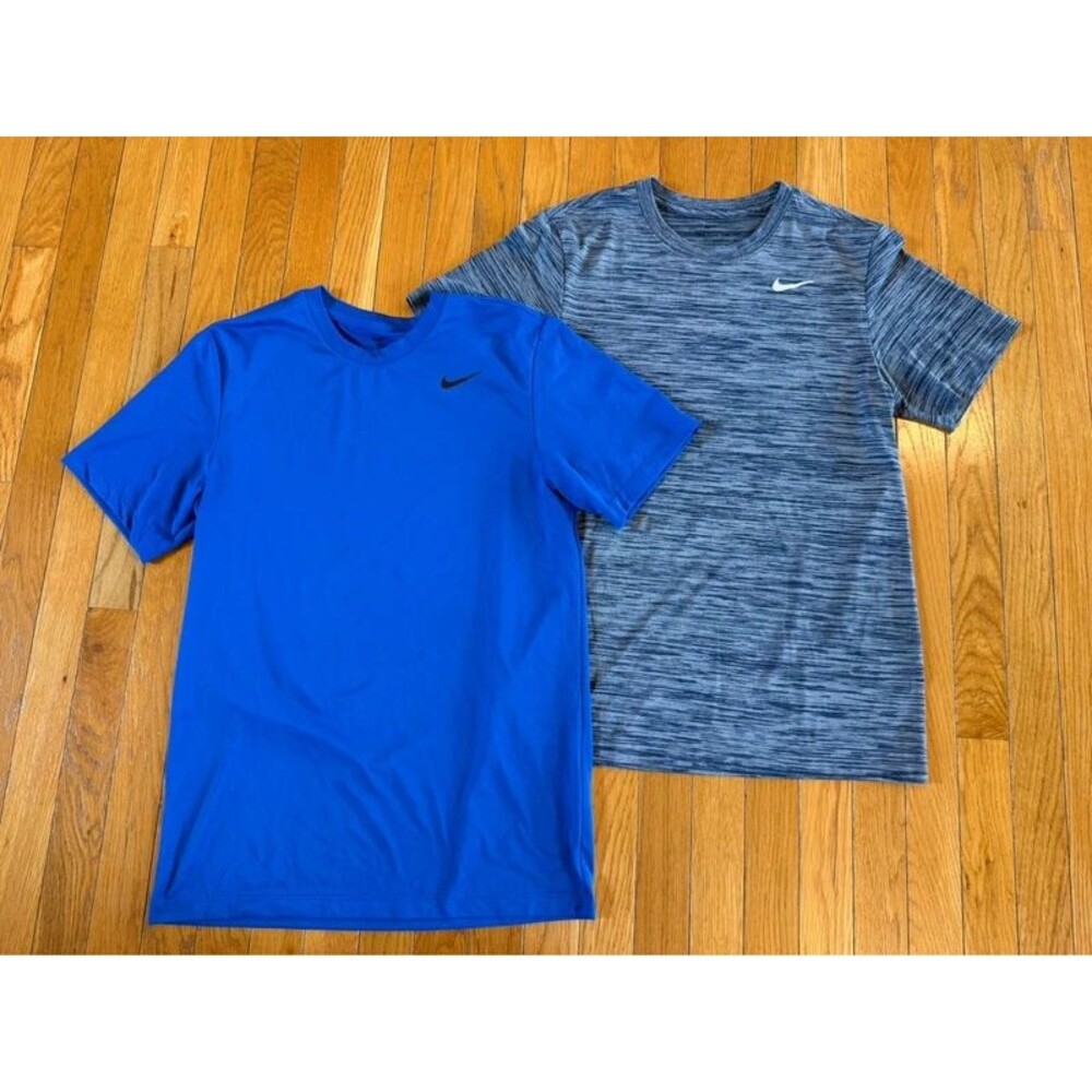 2 The Nike Tee Short Sleeve T-shirts Men’s Sz Small Dri-Fit Blue Spacedye